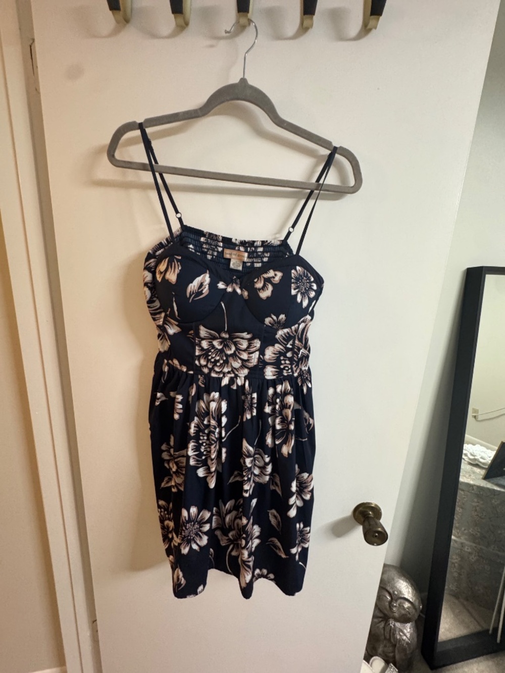 Band of Gypsies Navy Floral Bustier Fit & Flare Dress Size L